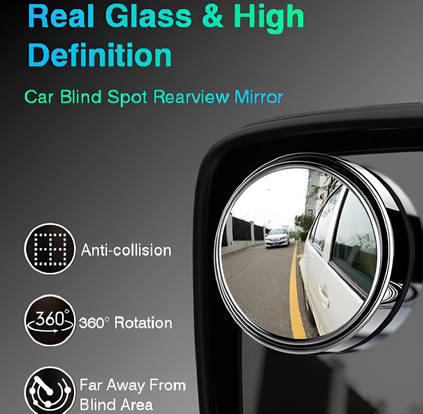 2Pcs Blindspot Rearview Convex Mirror